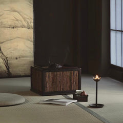 bamboo charcoal stove, pearwood tea brazier, handcrafted tea heater, wood tea stove, artisan charcoal brazier, traditional tea fire pot, gongfu tea accessories, wood engraving art, luxury tea ceremony set