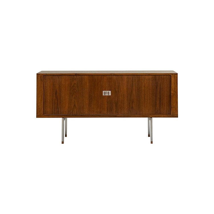 tambour sideboard, teak media console, mid century teak cabinet, teak sideboard, roll door cabinet, danish modern furniture, handcrafted wood furniture, teak buffet cabinet, piexl sculpt studio