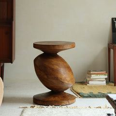 spira side table, sculptural wood table, solid wood end table, organic furniture, handcrafted furniture, piexlculpt studio, wabi sabi furniture, wooden accent table, natural wood sculpture table, designer side table