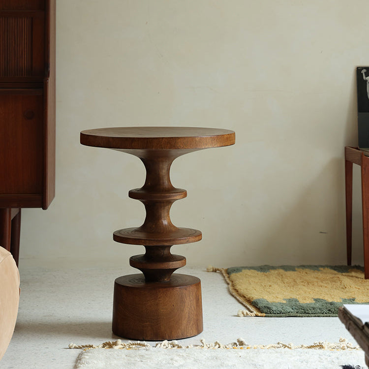 spira side table, sculptural wood table, solid wood end table, organic furniture, handcrafted furniture, piexlculpt studio, wabi sabi furniture, wooden accent table, natural wood sculpture table, designer side table