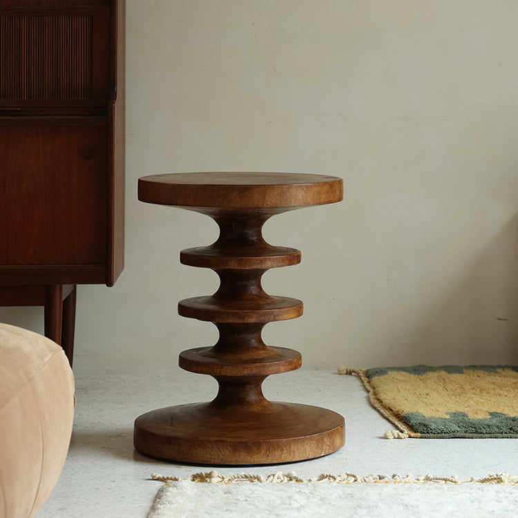 spira side table, sculptural wood table, solid wood end table, organic furniture, handcrafted furniture, piexlculpt studio, wabi sabi furniture, wooden accent table, natural wood sculpture table, designer side table