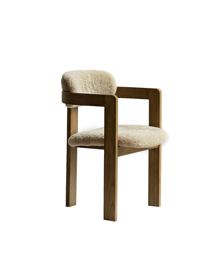 marais dining chair, boucle dining chair, french vintage furniture, mid century dining chair, solid wood chair, upholstered chair, wabi sabi furniture, piexlculpt studio, cozy minimalist furniture, modern farmhouse chair