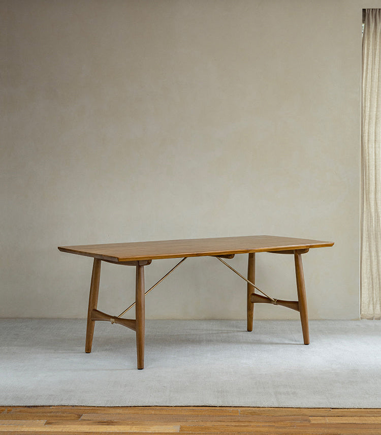 asa dining table, solid teak table, wabi sabi furniture, japanese minimalist dining table, handcrafted wood table, scandinavian furniture, piexlculpt studio, modern teak table, zen interior furniture, long wood dining table