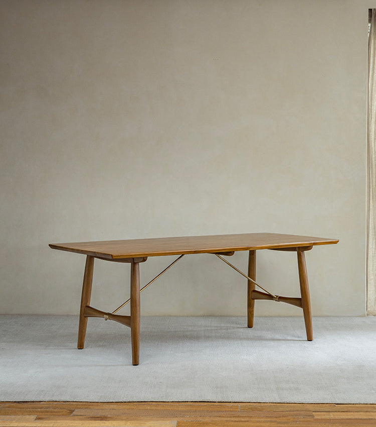 asa dining table, solid teak table, wabi sabi furniture, japanese minimalist dining table, handcrafted wood table, scandinavian furniture, piexlculpt studio, modern teak table, zen interior furniture, long wood dining table