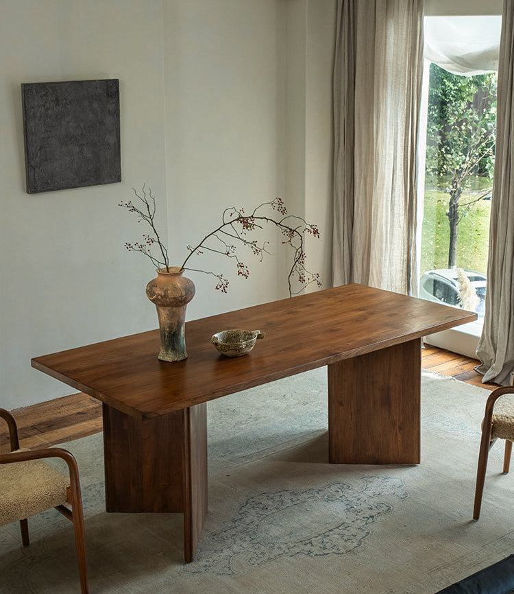 tada dining table, solid wood rectangular table, japanese minimalist furniture, wabi sabi table, handcrafted wood table, piexlculpt studio, zen furniture, wooden dining table, natural wood desk, modern wabi sabi decor
