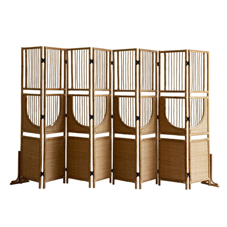 rattan room divider, rattan folding screen, natural partition, handwoven privacy screen, rattan furniture, open weave decor, bohemian interior design