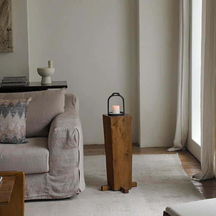 timber column stool, rustic wood side table, solid wood pedestal, wabi sabi furniture, natural wood decor, organic design, minimalist wooden stand, handcrafted stool, piexlculpt studio