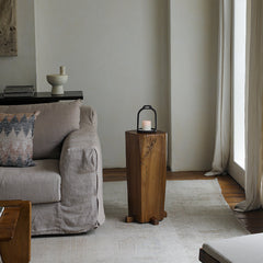 timber column stool, rustic wood side table, solid wood pedestal, wabi sabi furniture, natural wood decor, organic design, minimalist wooden stand, handcrafted stool, piexlculpt studio