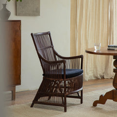 rattan lounge chair, rattan armchair, natural rattan chair, handwoven rattan furniture, tropical lounge chair, wabi-sabi furniture, bohemian furniture, relaxation chair, artisan rattan