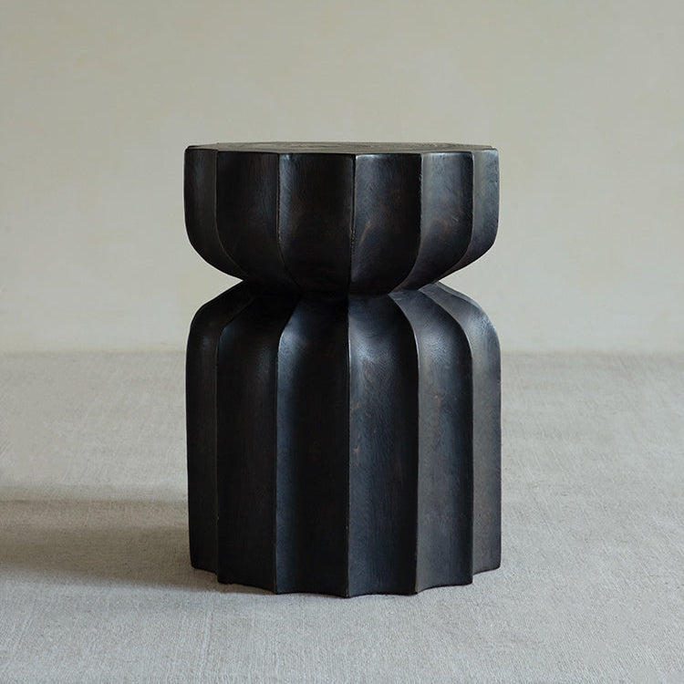 wood side table, solid wood accent table, carved wooden end table, handmade wood furniture, rustic wood nightstand, natural wood decor, modern artisan furniture, wooden pedestal table