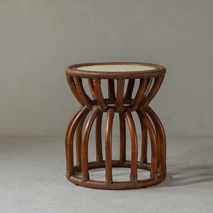 rattan side table, rattan accent table, rattan end table, handwoven rattan furniture, tropical style table, bohemian furniture, small rattan table, wicker round table