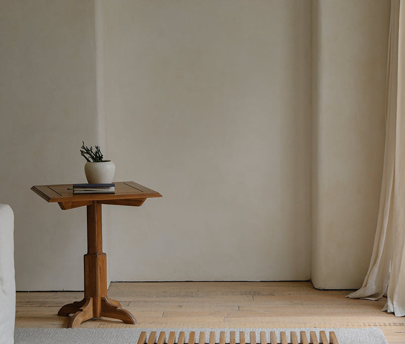 mori side table, solid wood end table, round side table, japanese minimalist furniture, wabi sabi furniture, handcrafted wood table, piexlculpt studio, zen furniture, wooden bedside table, natural oak side table