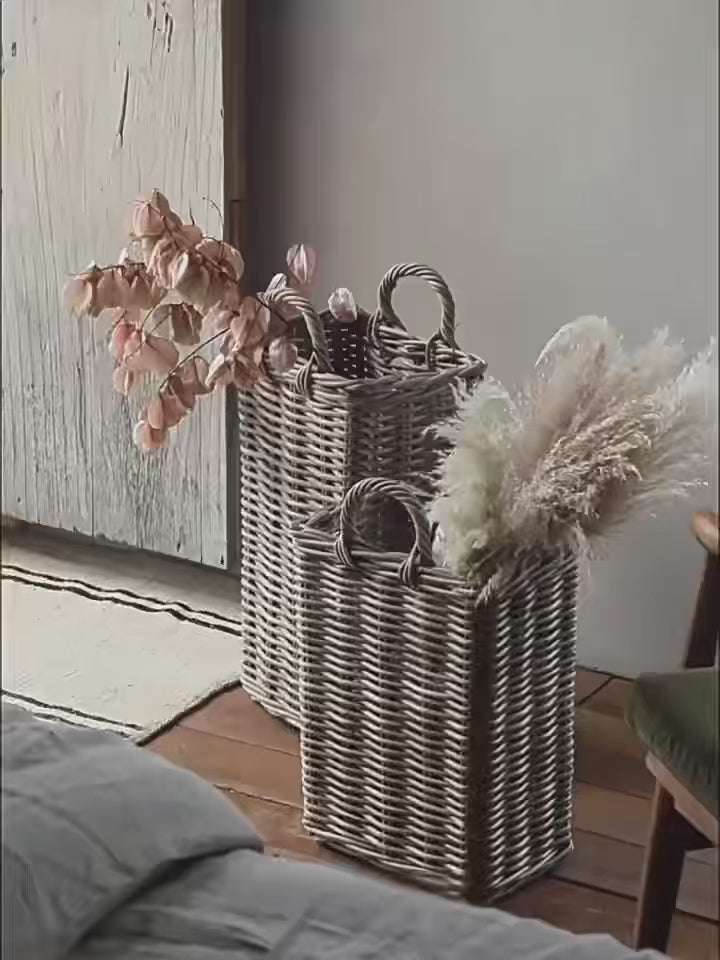 Square rattan storage basket