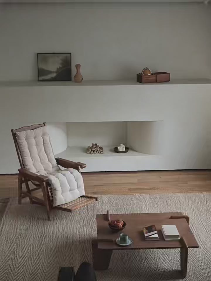 solana lounge chair, teak recliner, wabi sabi furniture, japanese minimalist chair, solid wood lounge chair, handcrafted teak chair, piexlculpt studio, modern tropical furniture, indoor outdoor chair, sustainable wood design